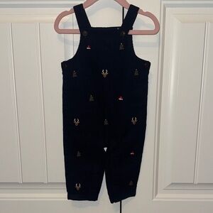 Janie and Jack Dark Blue Overalls with Embroidered Details